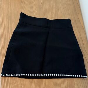 Miu Miu Black Wool Embellished Mini Skirt 36